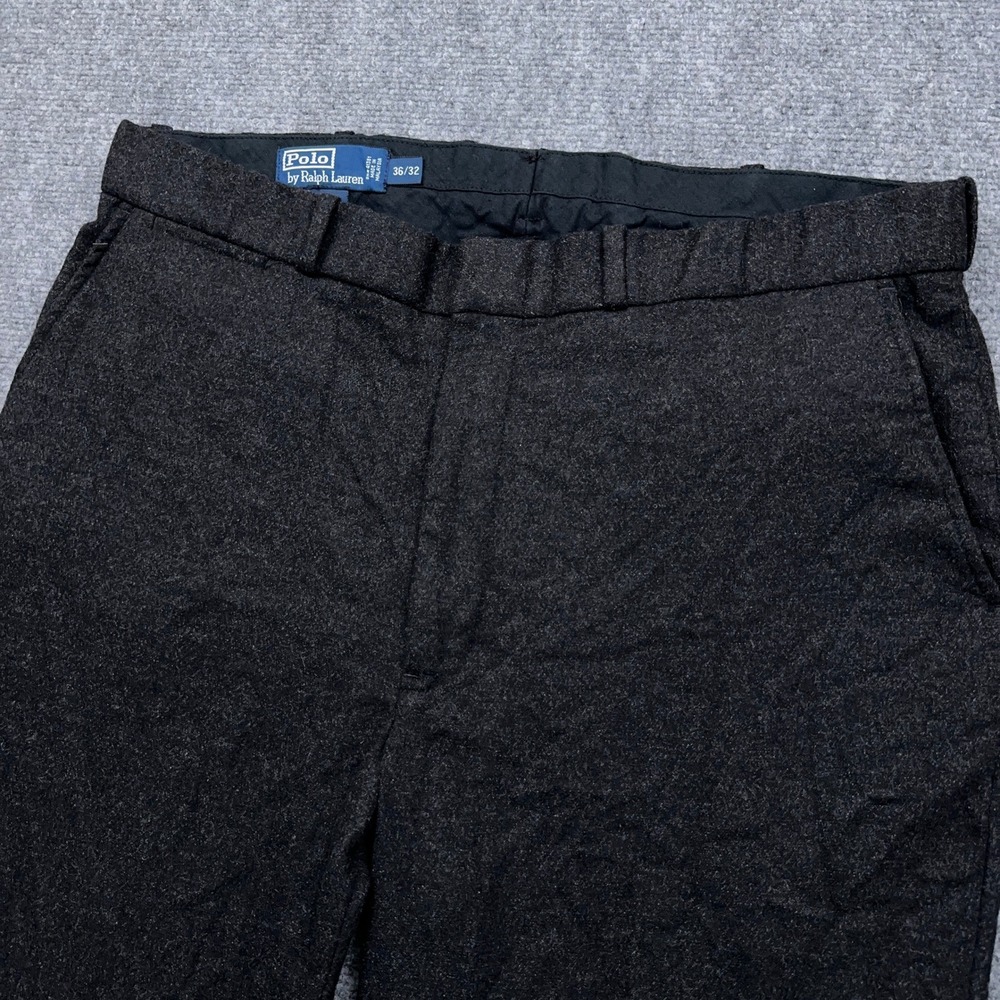 Vintage Polo Ralph Lauren Dress Pants Men 36x32 Gray Speckled Wool Blend Stretch